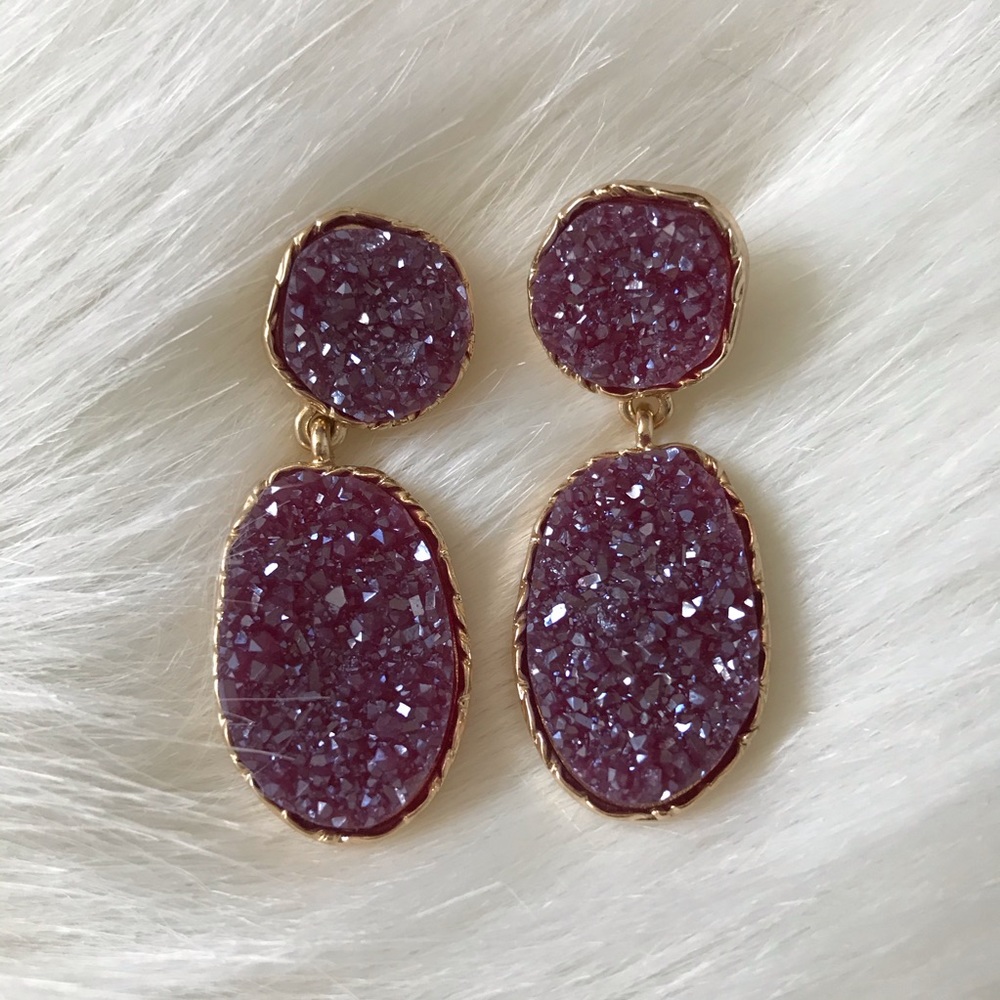 Sugarfix ⚜️ Purple Druzy Style Drop Earrings